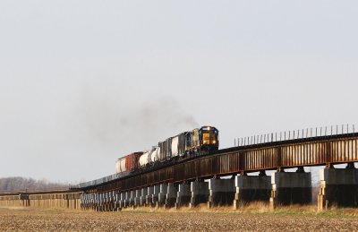 A short local moves across the Ohio River flood plain