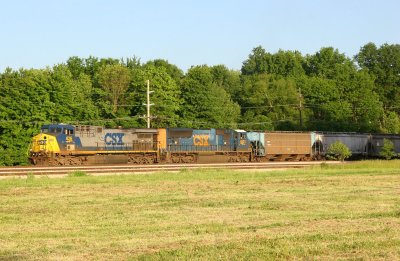 Now on CSX, the Z train pulls in to the siding to park the train for CSX.