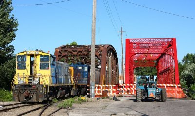 The bridge on the right was a vehicle bridge until a more modern structure was built a few years ago.
It is undergoing restoration and will be a key link in the Pigeon Creek greenway project underway in Evansville.