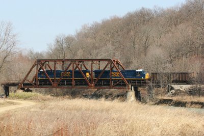 The train crosses Big Creek near the Wabash River bottoms. This marked the end of my chase.