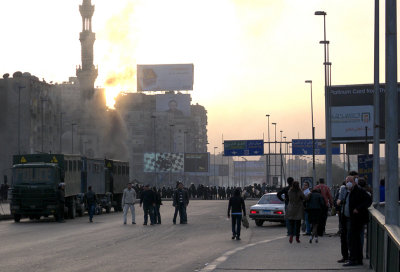 Police on Bridge Over Nile 