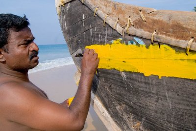 Fisherman Painting Boat