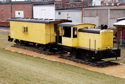 CNW Davenport Locomotive & Caboose at Clinton Iowa.JPG