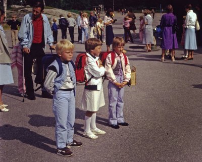 Lars, Anne Lise, Monica - Berg skole 1st Day of School August 1981
