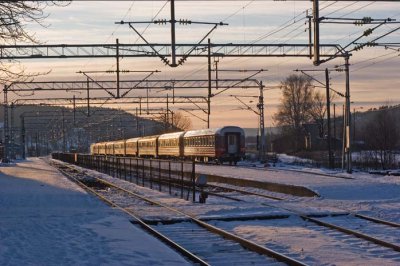 Winter-afternoon-train-parked, Halden Railway station