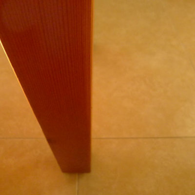 Table leg and tile floor