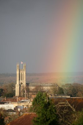Rainbow over St. Marys church, Andover