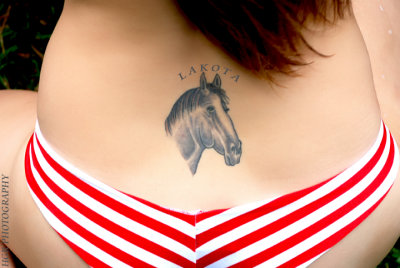 Tiffany Marie's tatoo of our horse Lakota