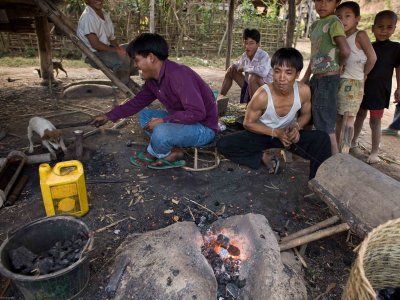 Blacksmith at work in Khmu village - Laos