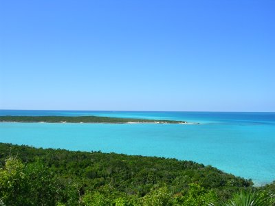 Looking over Horsehoe Bay at Highborne Cay