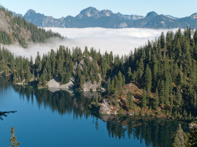 Clouds fill the Snoqualmie River Valley