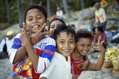 Children at the beach Bali Indonesia