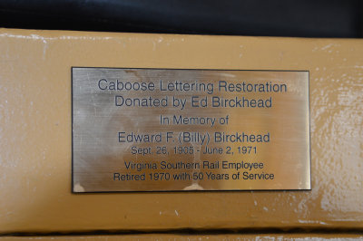 Plaque on lettering of cabin