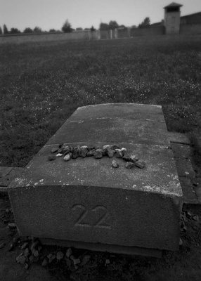 Sachsenhausen stones placed in memorium for the prisoners in Barracks 22.