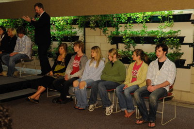 Some of the hypnosis volunteers -- Elise, Kyle, Chelsea, Laura, Abby, and Will
