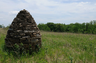Andy Goldsworthy Iowa limestone cairn at the Conard Environmental Research Area (CERA), about 10 miles west of Grinnell.