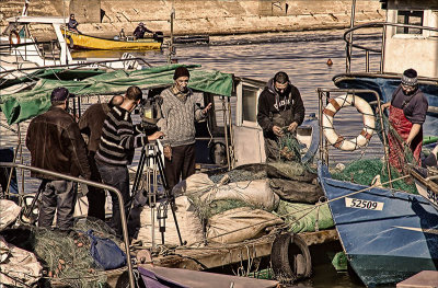 Fisherman being interviewed for TV