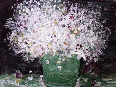 Flori in vaza verde de pamant(colectie particulara)