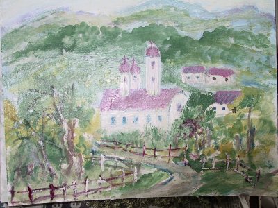 Peisaj cu biserica