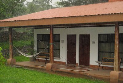 Hacienda de Guachepelin grounds in the rain 