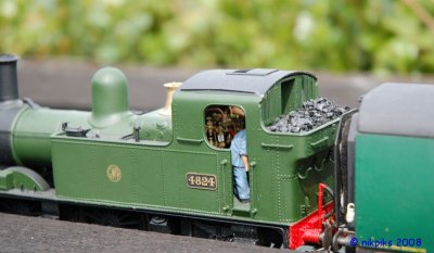 The fireman is busy on this 4XXX class locomotive