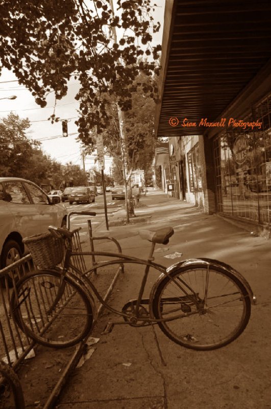 Parked Bicycle on Bicycle Rack