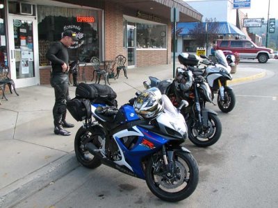 Bikes in front of coffe shop...go figure