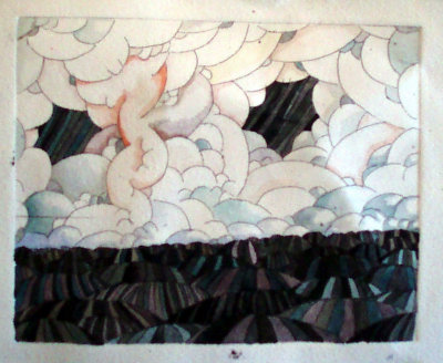 Hand Painted Etching 6 x 4.5inches