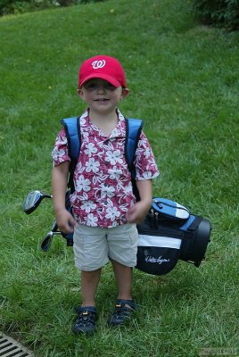 Drew with his new golf clubs!