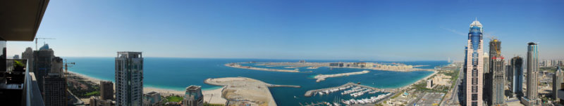 Panorama of the Palm and Dubai Marina from the Grosvenor Hotel