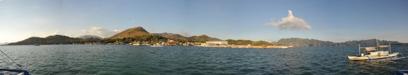 Panoramic view of Busuanga from a boat off Coron Town