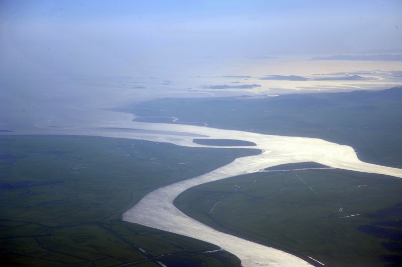 Crossing the River Chongchon near Anju on the west coast of North Korea