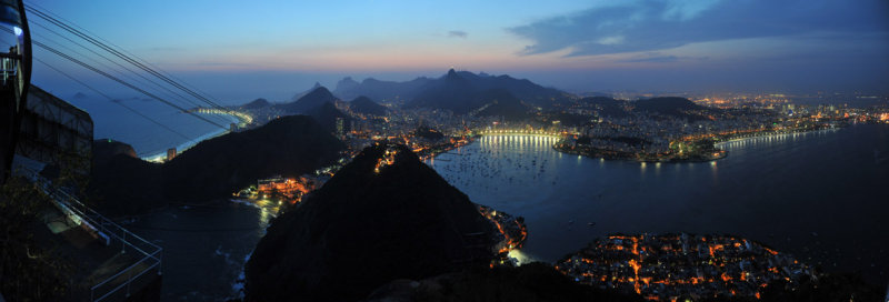 Evening panorama from the top of Sugarloaf, Rio de Janeiro