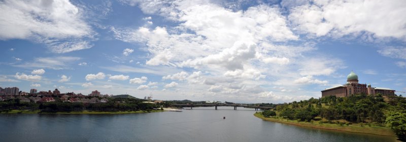 Panoramic view of Putrajaya Lake with the Prime Minister's Office on the left