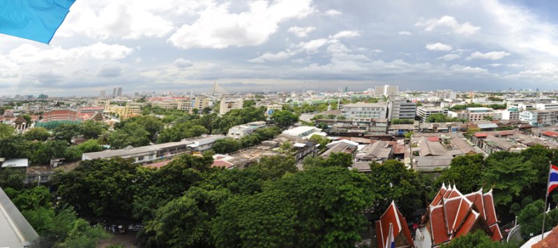 Panoramic view of Bangkok from the Golden Mount - west through north