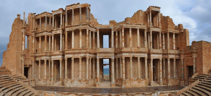 Panoramic view of the Roman Theater of Sabratha