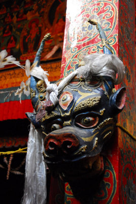 Tibetan festival mask, Tsetang Monastery