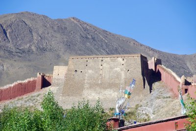 Thangka wall of Pelkor Chöde Monastery used during festivals