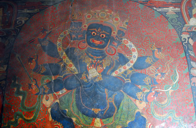 Mural of a protector deity, first level, Gyantse Kumbum