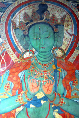 Mural of a Green Tara, Gyantse Kumbum