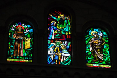 Stained glass, Manila Cathedral - St Francis of Assisi and St Philippus Benitus