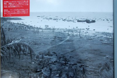 The devastation of Asan Beach after the US Marines landed on 21 July 1944