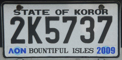 Palau License Plate - State of Koror (black)