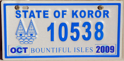 Palau License Plate - State of Koror (blue)