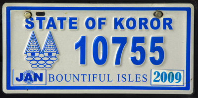Palau License Plate - State of Koror (blue)