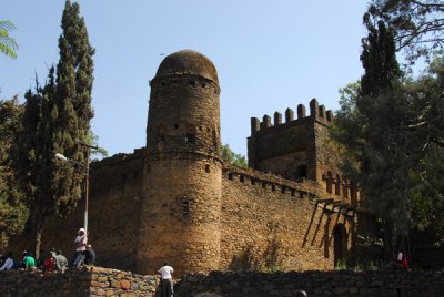 NW corner tower of Bakaffas palace seen from outside the walls