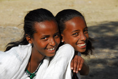 Ethiopian girls at the baths, Gondar