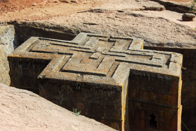 Bet Giyorgis, a pure monolithic stone carved church, stands apart from the other churches