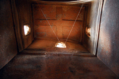 Rather simple interior of Bet Giyorgis, Lalibela