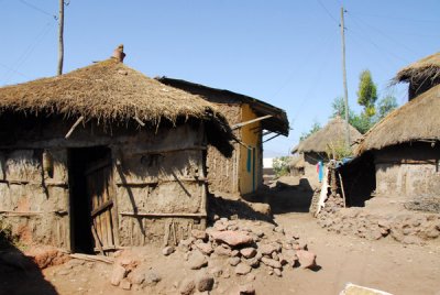 Narrow alley through the village, Lalibela